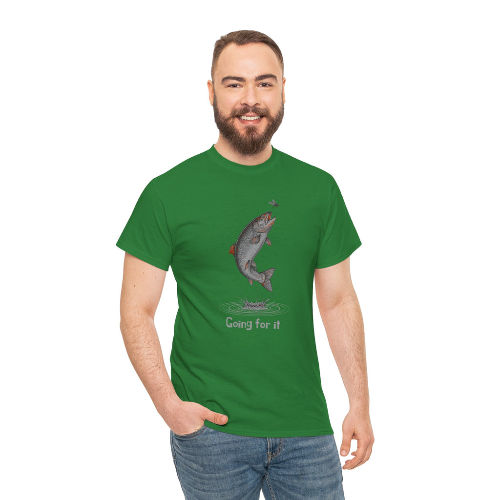 Fishing T‑Shirt — Leaping Trout 'Going for it' Graphic Tee