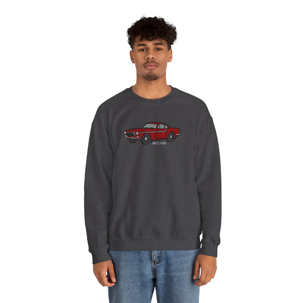 Classic Red Muscle Car Sweatshirt — “let’s ride” Crewneck