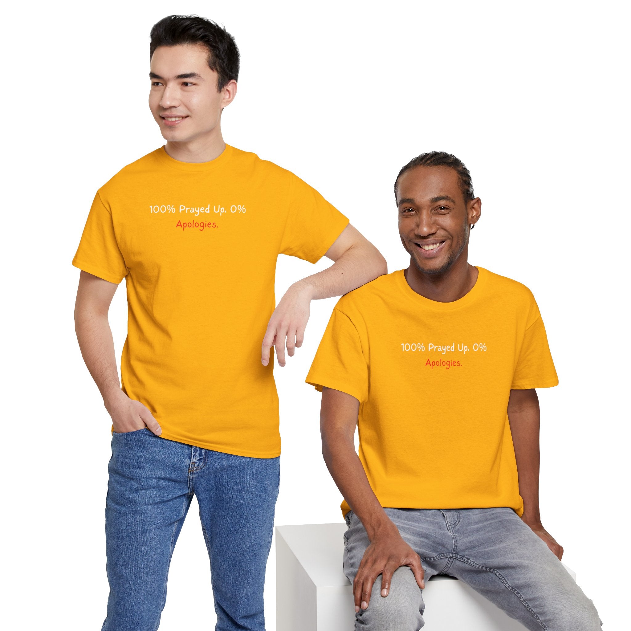 100% Prayed Up, 0% Apologies T-Shirt — Faith Bold Gospel Tee