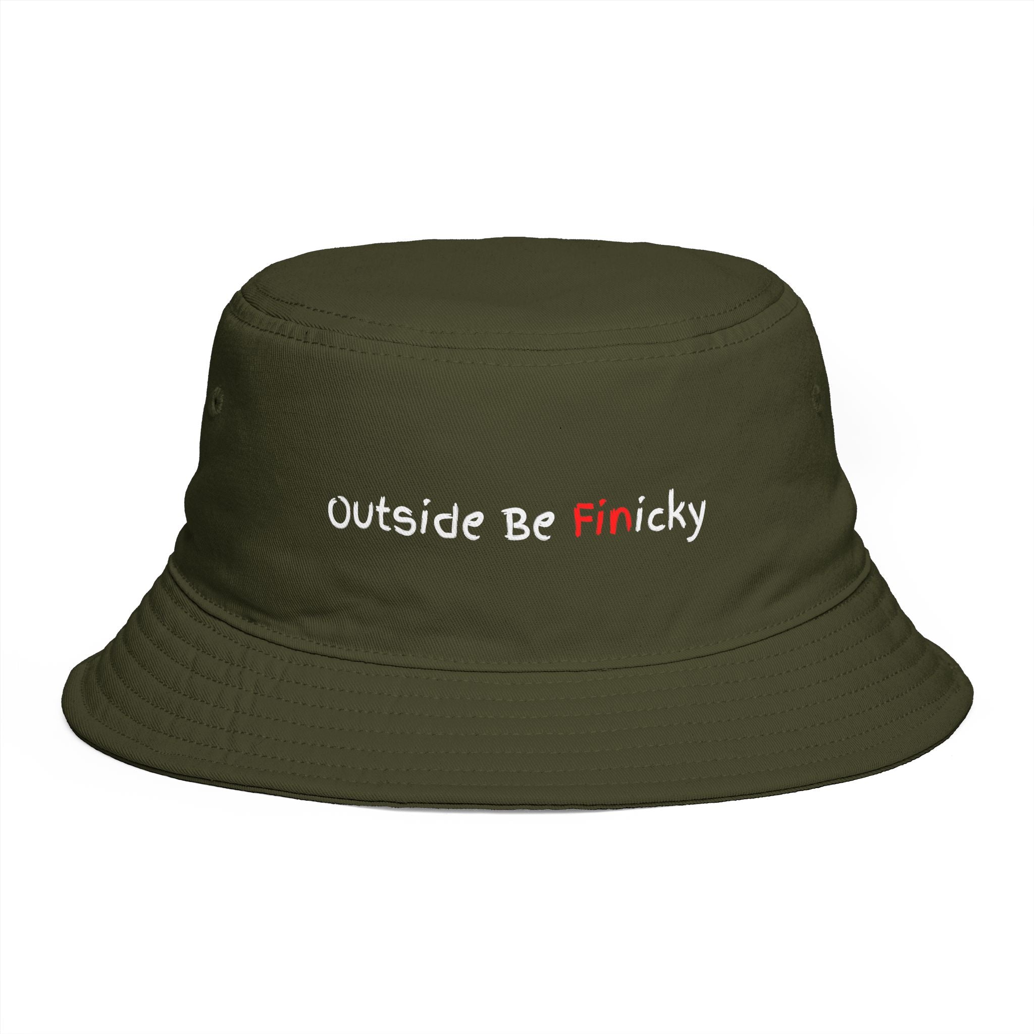Bucket Hat — 'Outside Be Finicky' Embroidered Outdoor Statement Hat