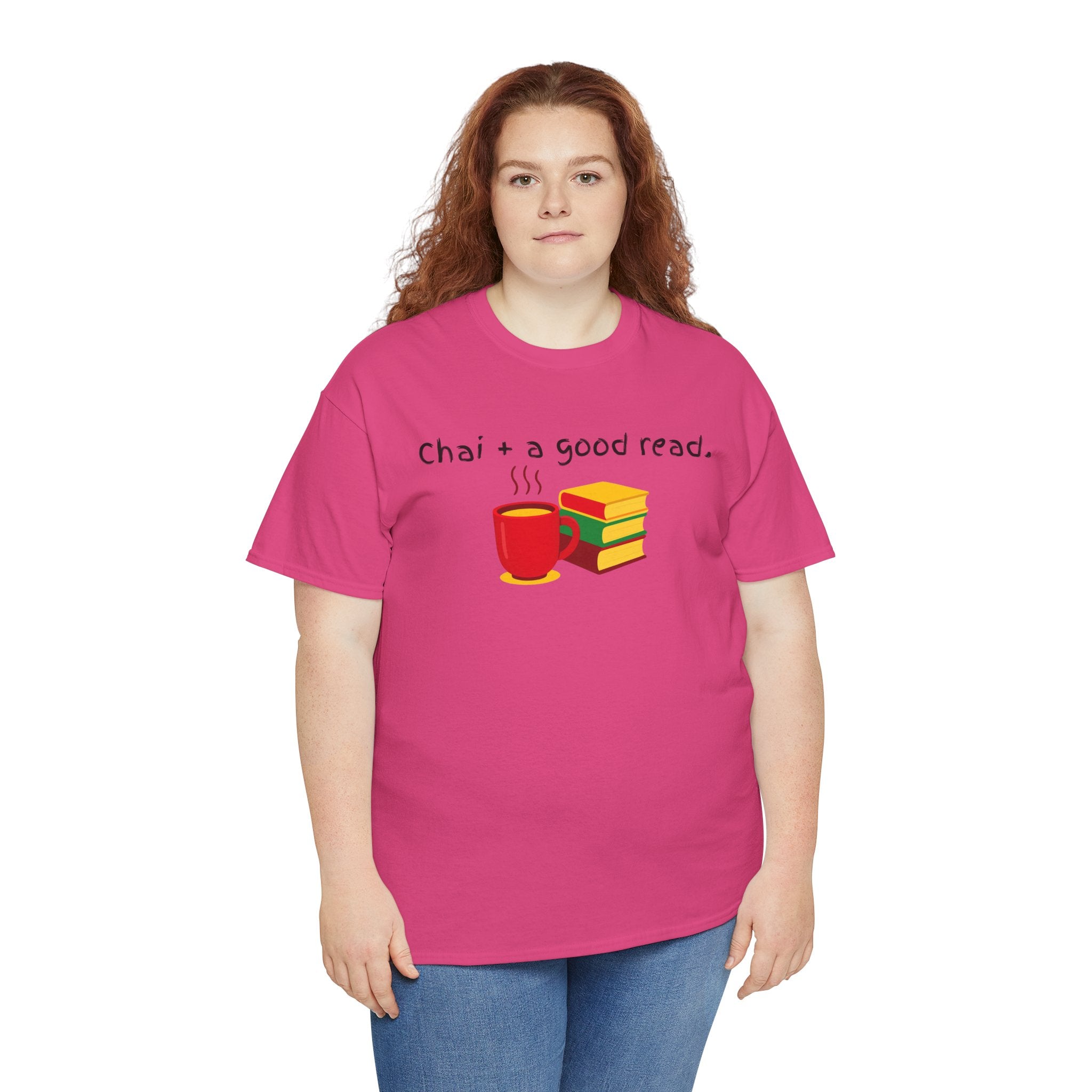 Chai + A Good Read T-Shirt — Tea & Books Graphic Tee for Book Lovers