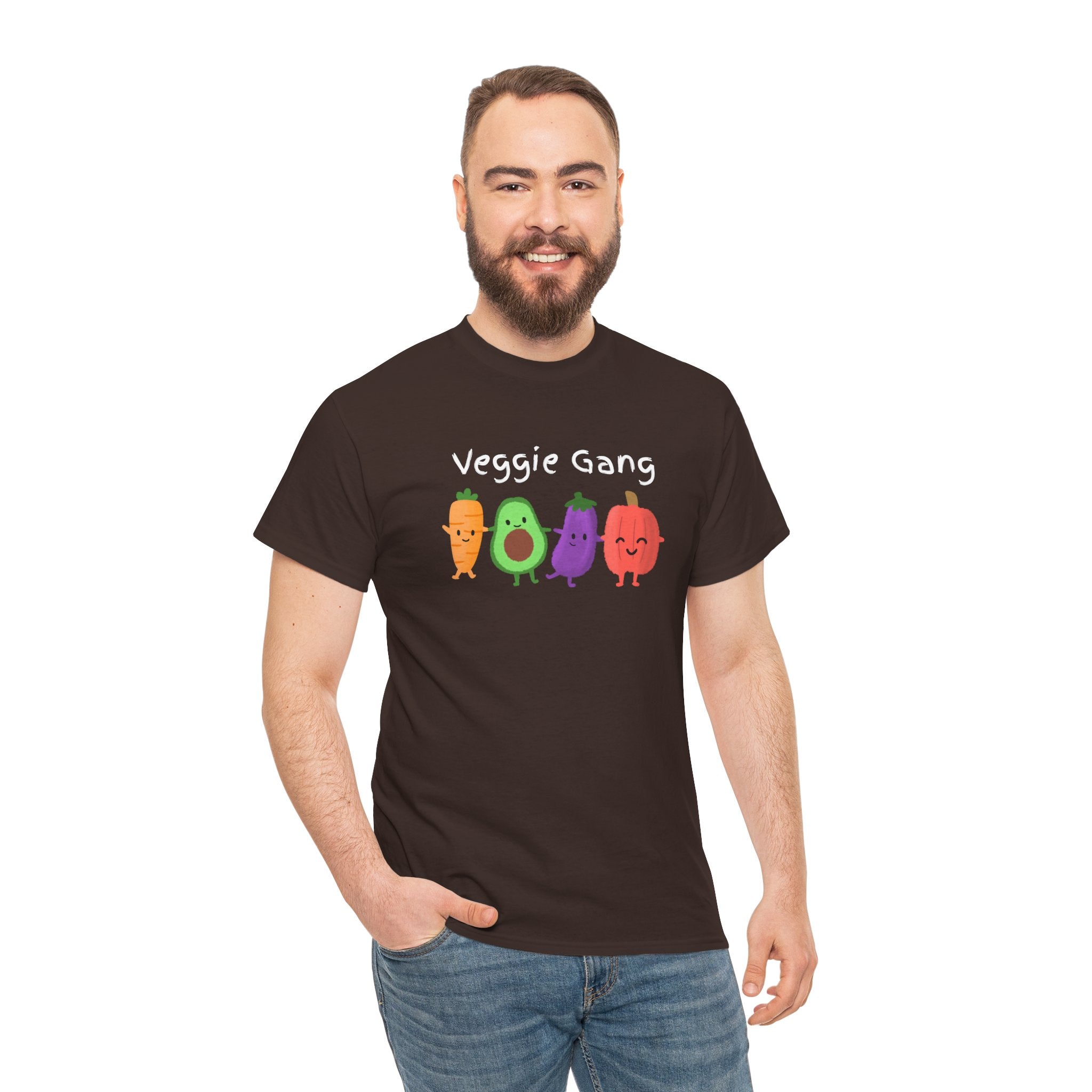 Veggie Gang T-Shirt – Cute Cartoon Avocado, Carrot, Eggplant & Pepper Tee