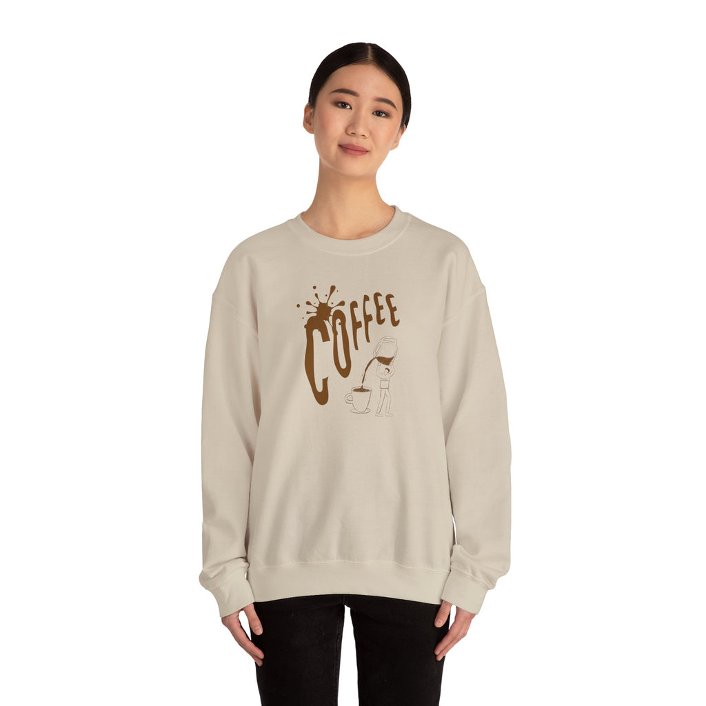 Coffee Lover Crewneck Sweatshirt — Retro Brown Coffee Graphic