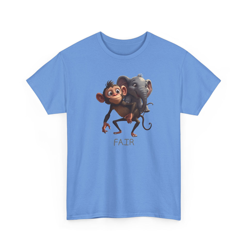 Monkey and Elephant 'Fair' Graphic Tee — Cute Animal Friendship T-Shirt