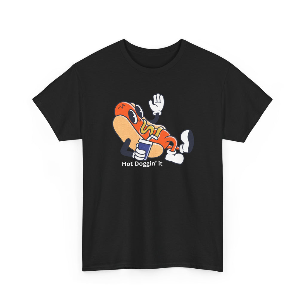 Hot Dog Character T‑Shirt – Retro Cartoon Dancing Sausage Tee