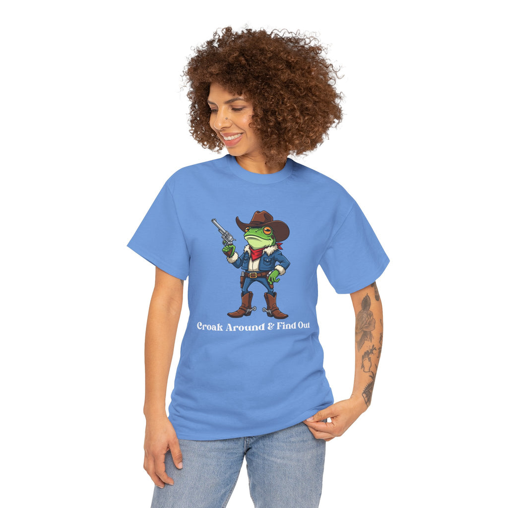 Cowboy Frog T-Shirt - "Croak Around & Find Out" Funny Western Graphic Tee
