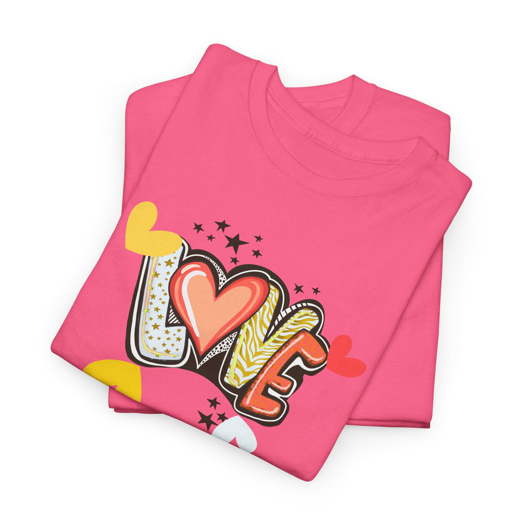 Love Heart Graphic Tee — Retro Doodle "LOVE" Design