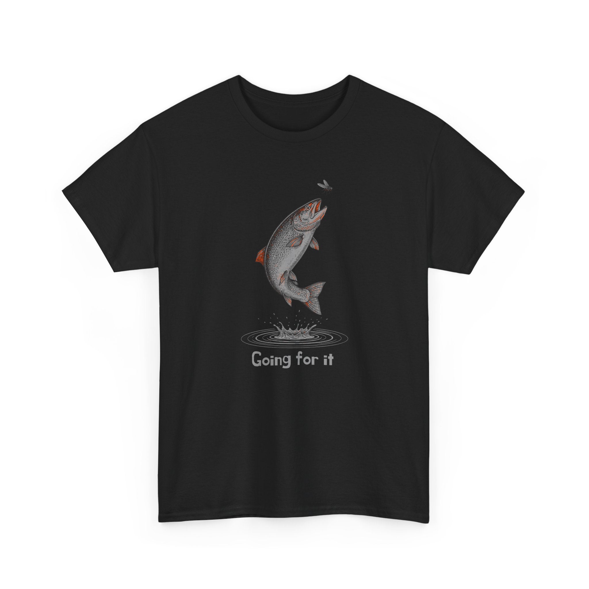 Fishing T‑Shirt — Leaping Trout 'Going for it' Graphic Tee