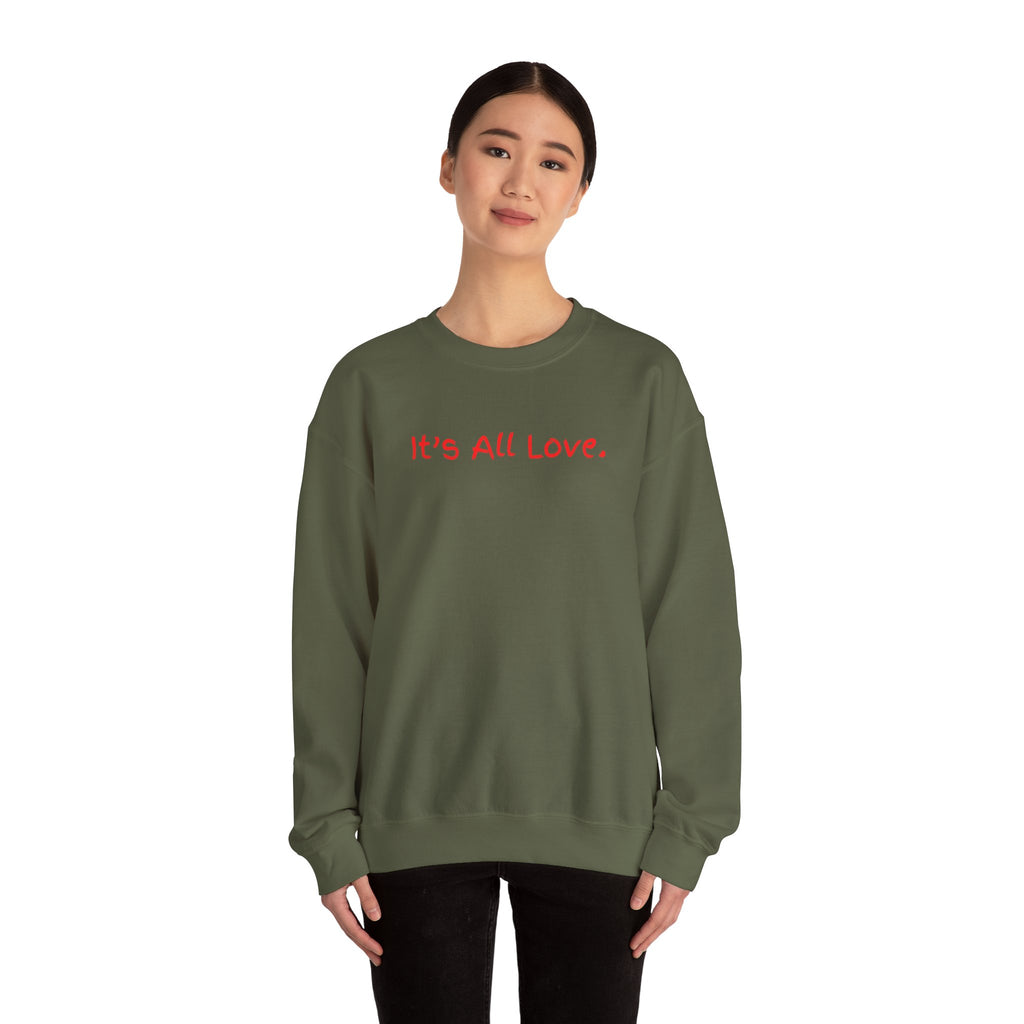It's All Love Crewneck Sweatshirt — Casual Unisex Black Pullover