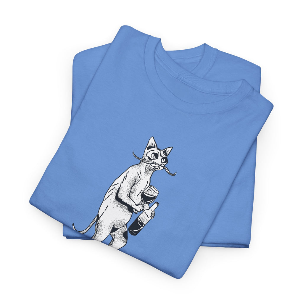 T-Shirt — 'Wine because adulting is so hard' Cat Wine Graphic Tee