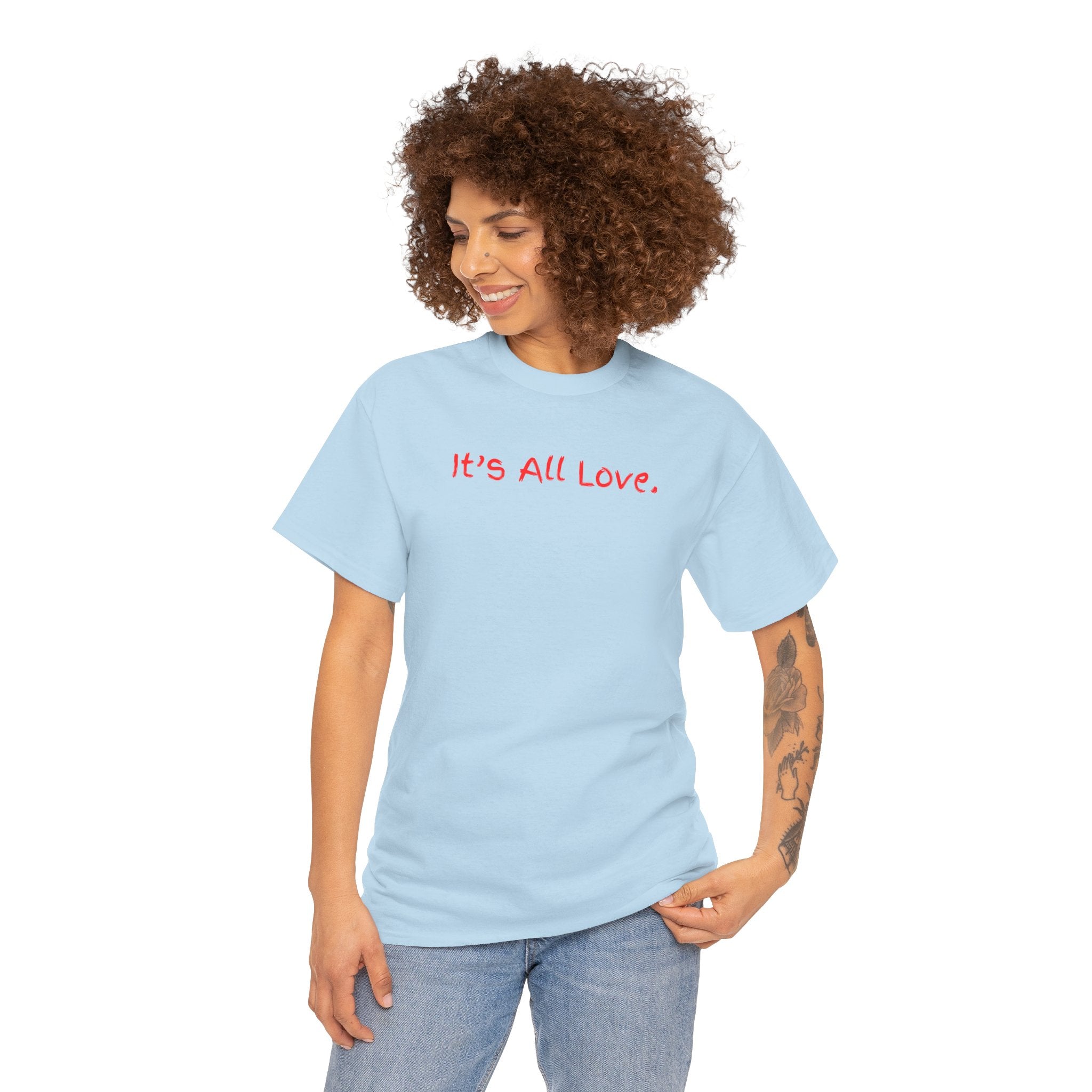 It's All Love Tee — Minimal Red Script Graphic T-Shirt