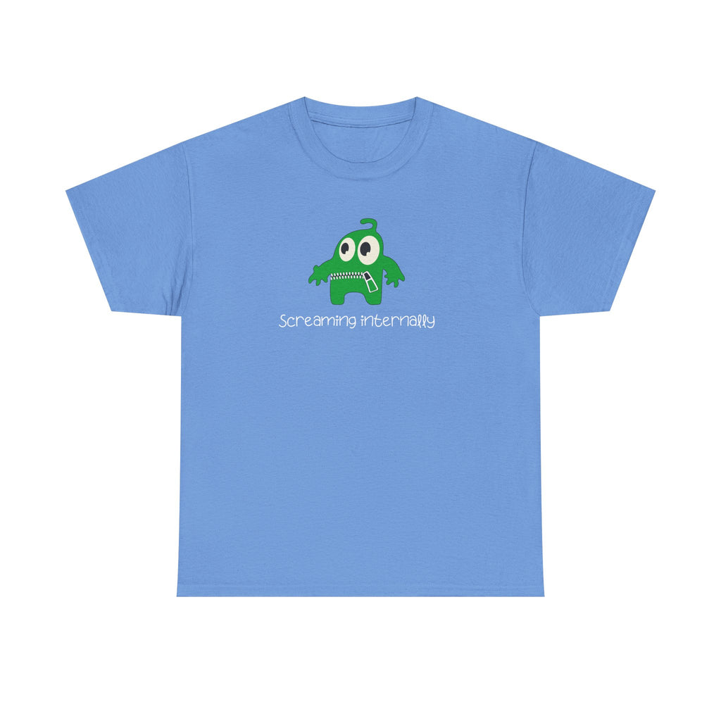 Screaming Internally Tee — Cute Green Monster Graphic Shirt