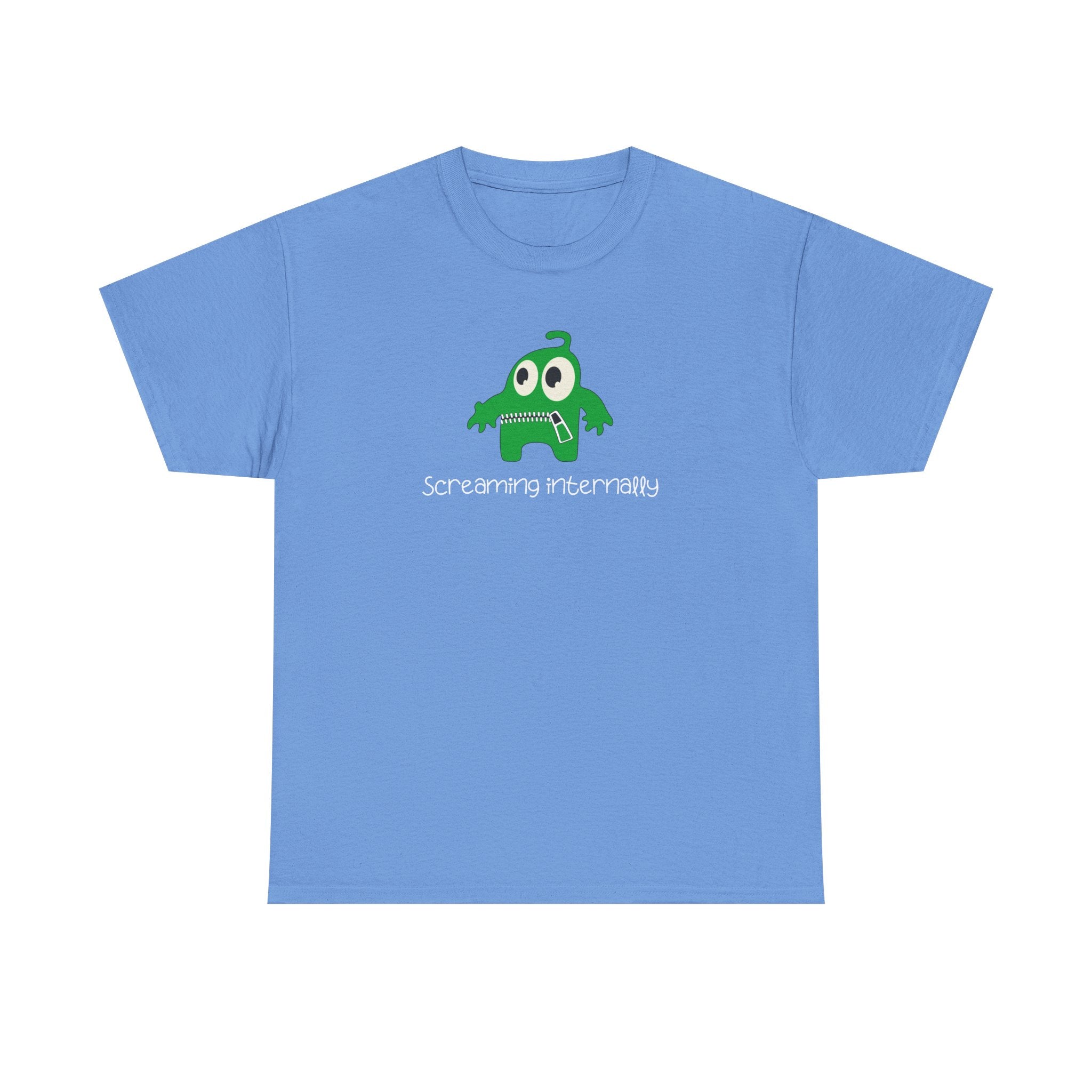 Screaming Internally Tee — Cute Green Monster Graphic Shirt
