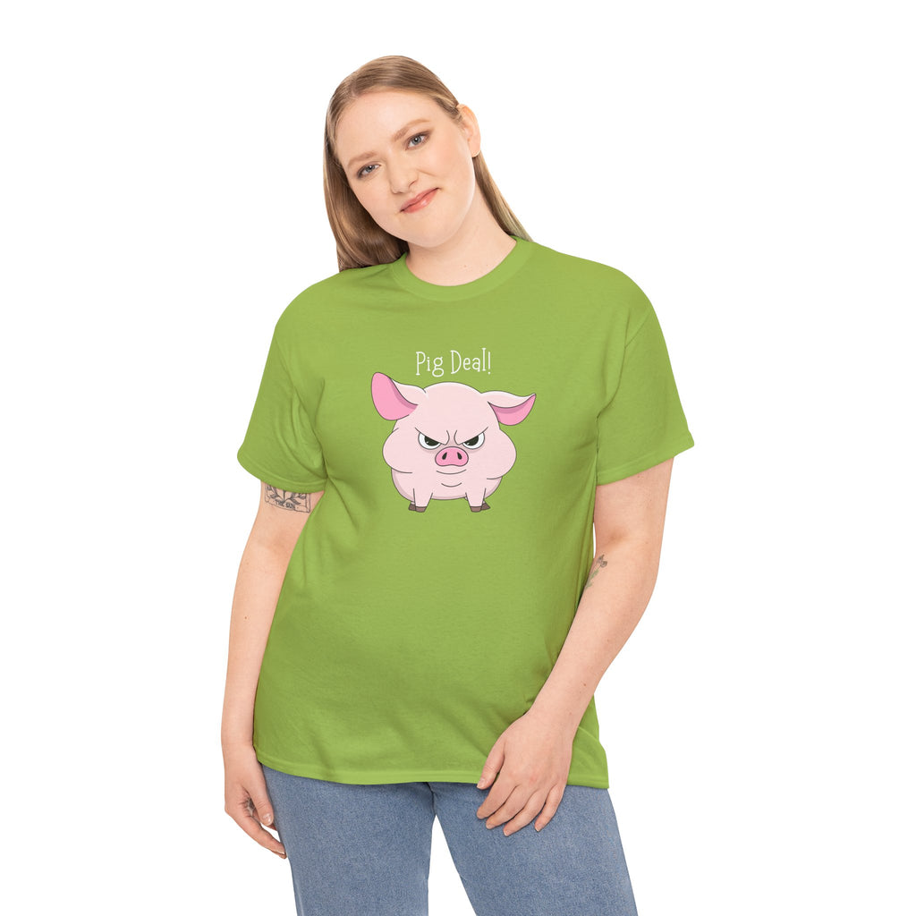 Pig Deal! Cute Angry Pig Graphic Tee — Funny Farm Animal T-Shirt