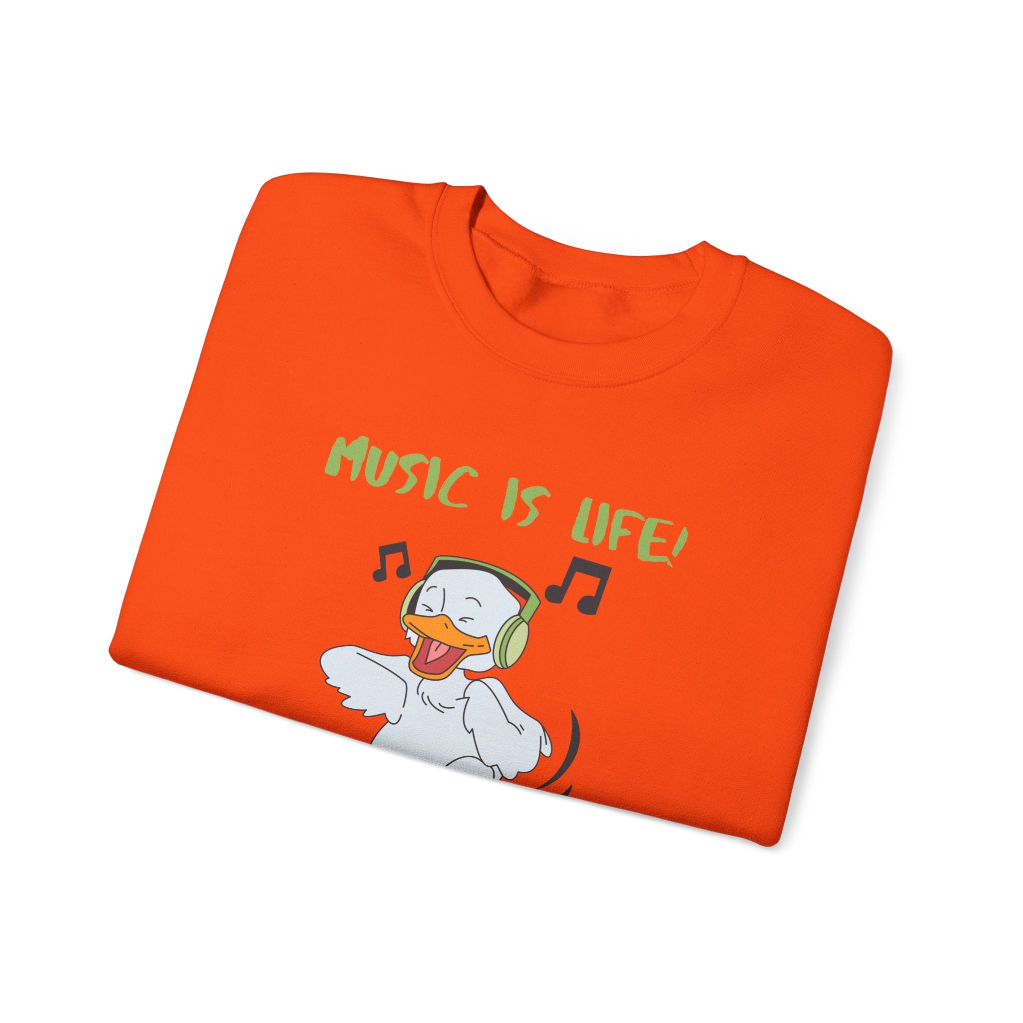 Music Is Life Duck Crewneck Sweatshirt – Cute DJ Duck Graphic Pullover