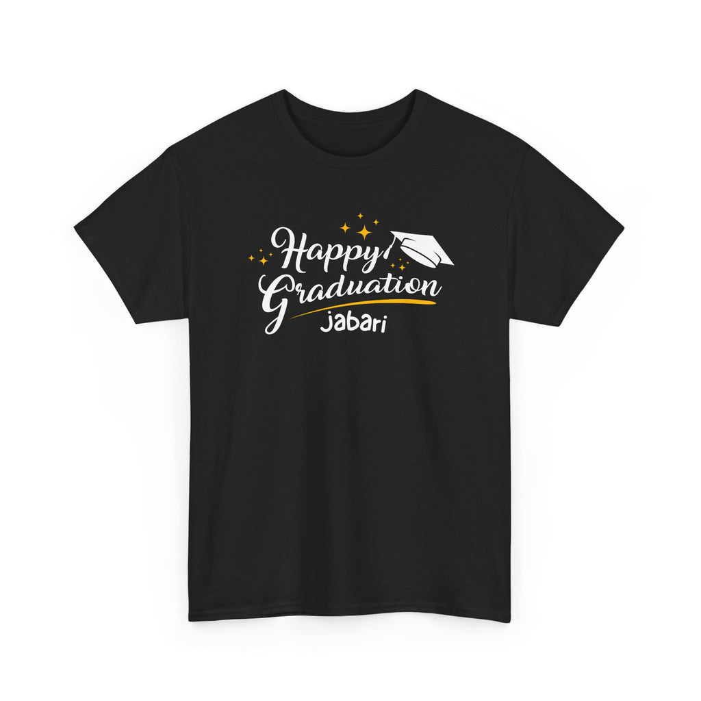 Graduation T-Shirt — “Happy Graduation” Cap Design with Custom Name & “Proud Mom of the Graduate” Back