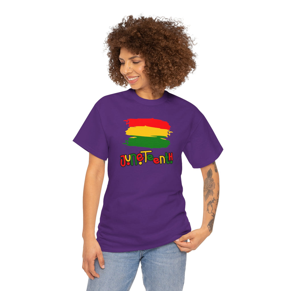 Juneteenth Graphic Tee — Rasta Flag Brushstroke Design