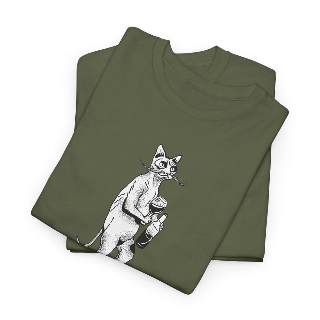 T-Shirt — 'Wine because adulting is so hard' Cat Wine Graphic Tee