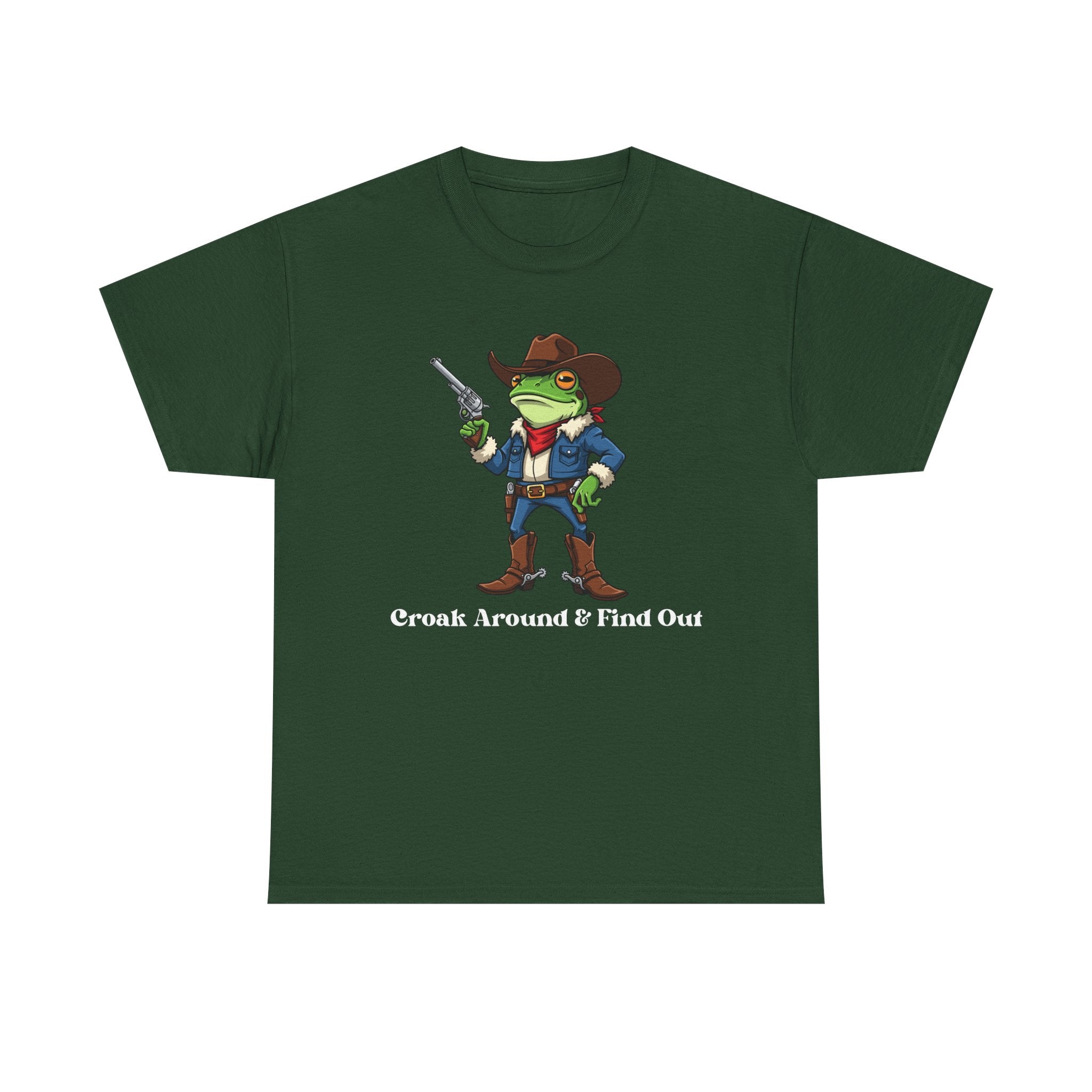 Cowboy Frog T-Shirt - "Croak Around & Find Out" Funny Western Graphic Tee