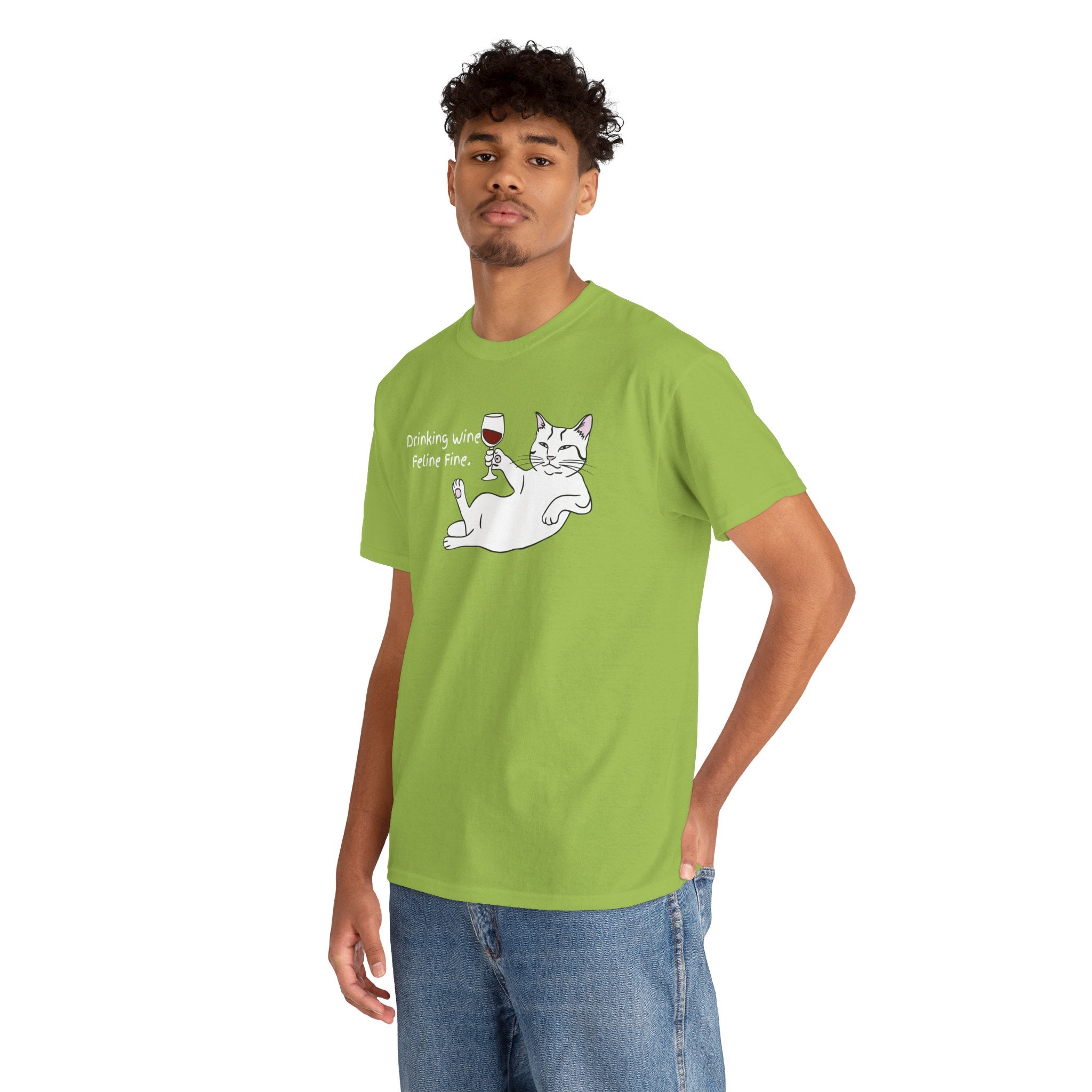 Drinking Wine, Feline Fine Cat Tee