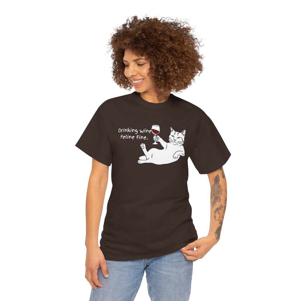 Drinking Wine, Feline Fine Cat Tee