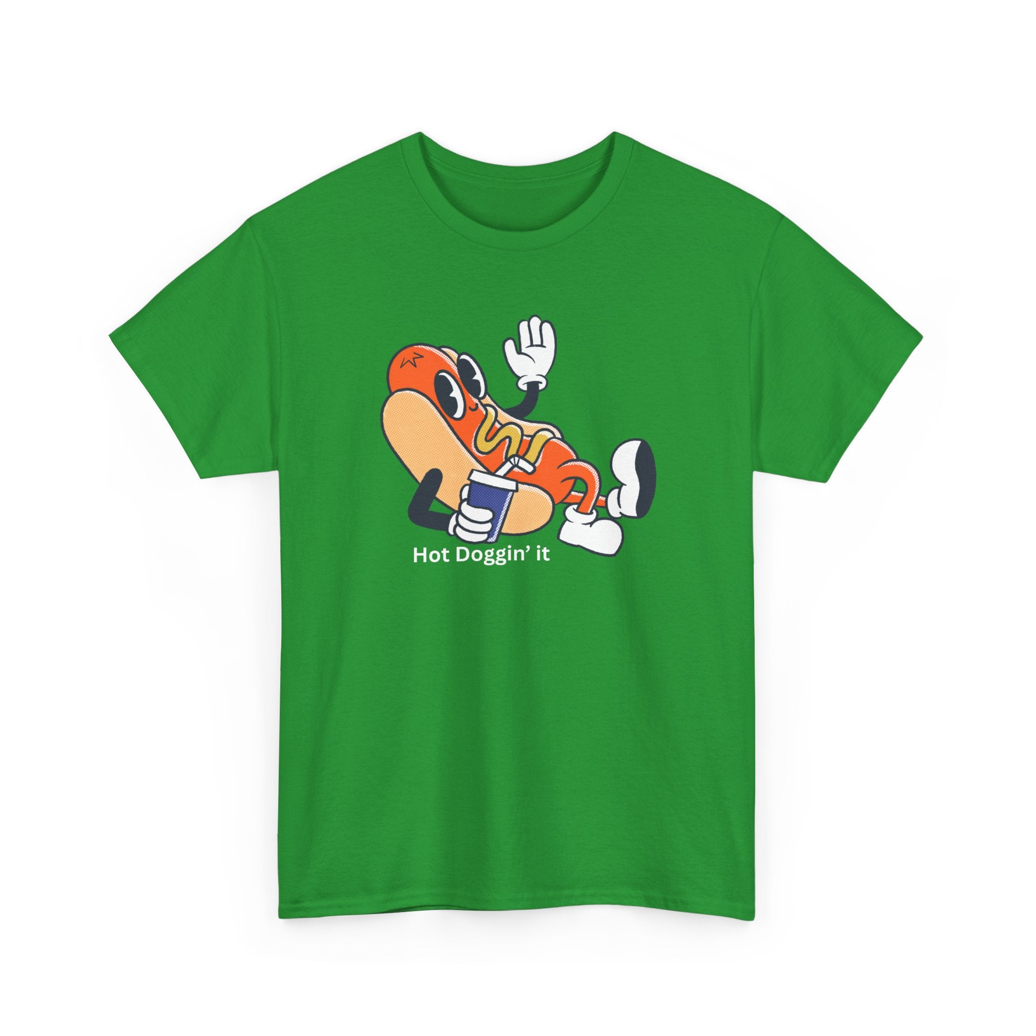 Hot Dog Character T‑Shirt – Retro Cartoon Dancing Sausage Tee