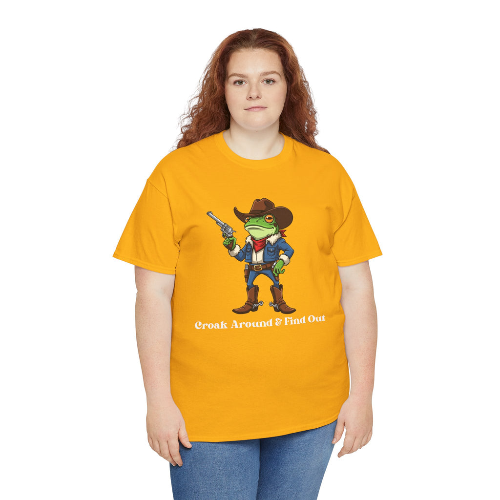Cowboy Frog T-Shirt - "Croak Around & Find Out" Funny Western Graphic Tee