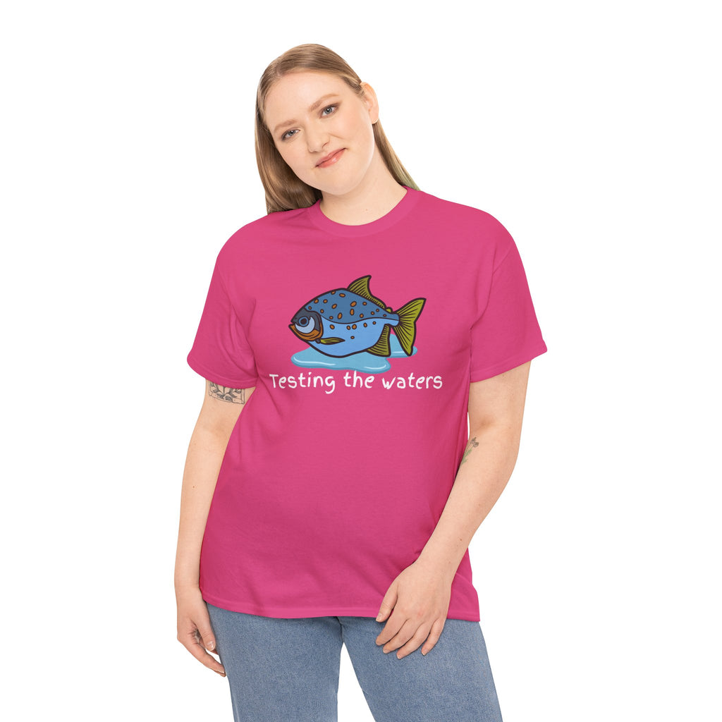 Fishing T‑Shirt — 'Testing the Waters' Blue Fish Tee