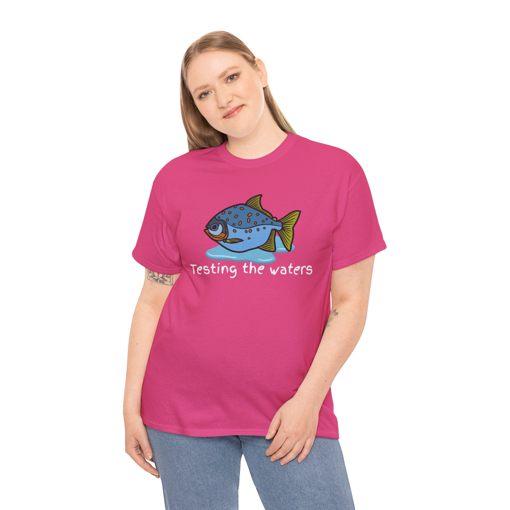 Fishing T‑Shirt — 'Testing the Waters' Blue Fish Tee