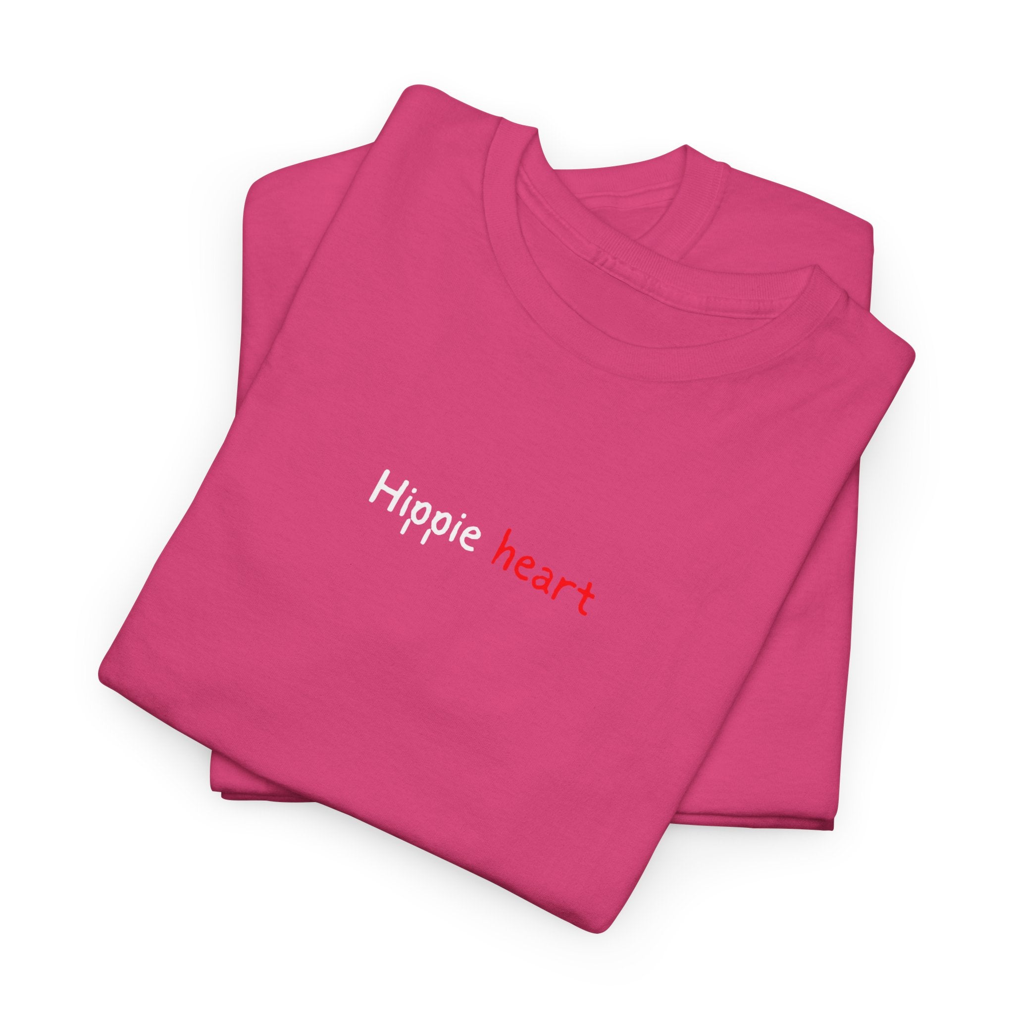 Hippie Heart Black Tee — Minimal Retro Love Graphic T-Shirt