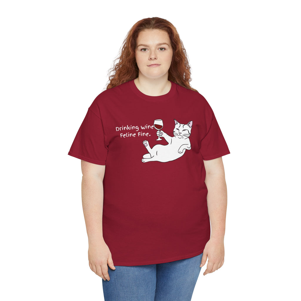 Drinking Wine, Feline Fine Cat Tee
