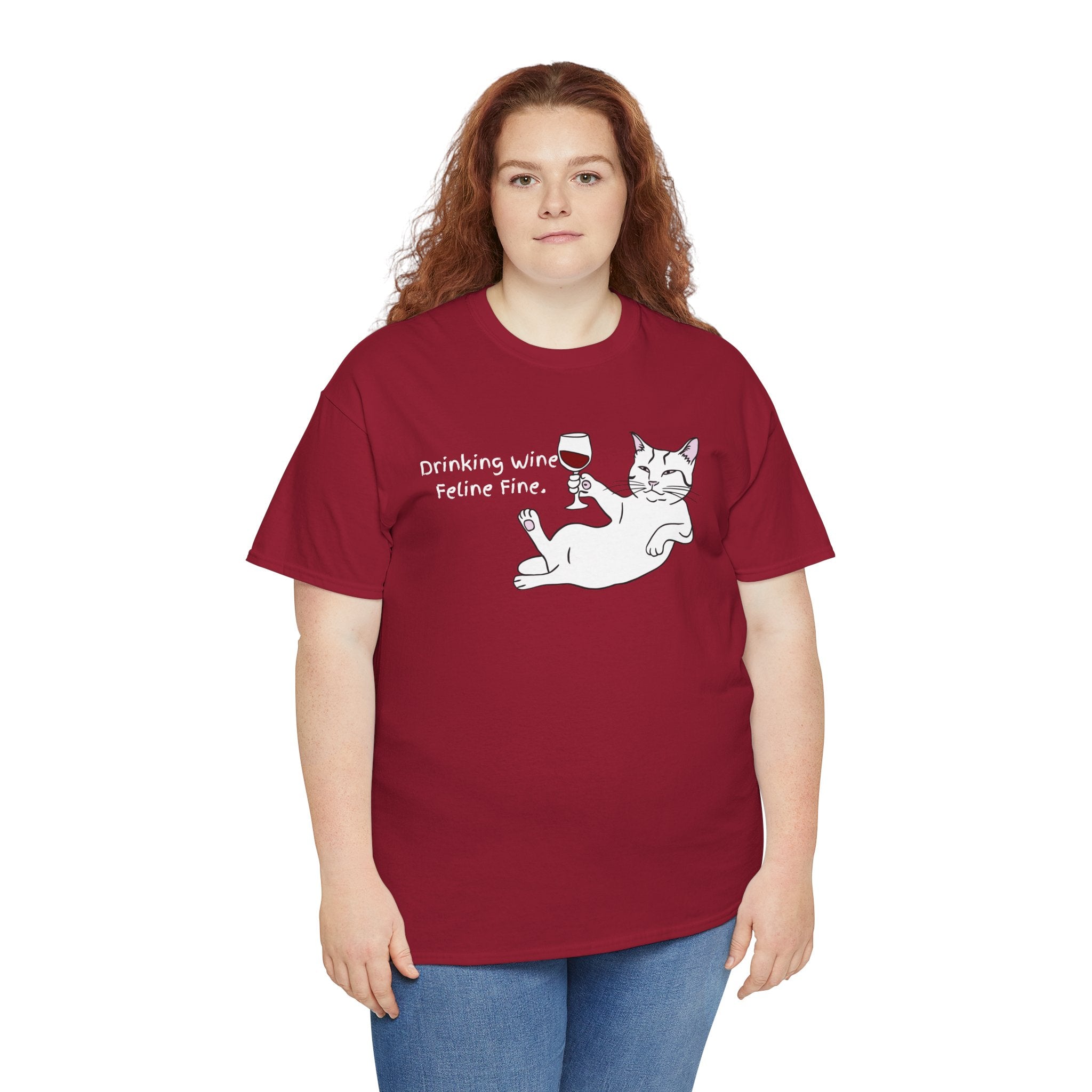 Drinking Wine, Feline Fine Cat Tee