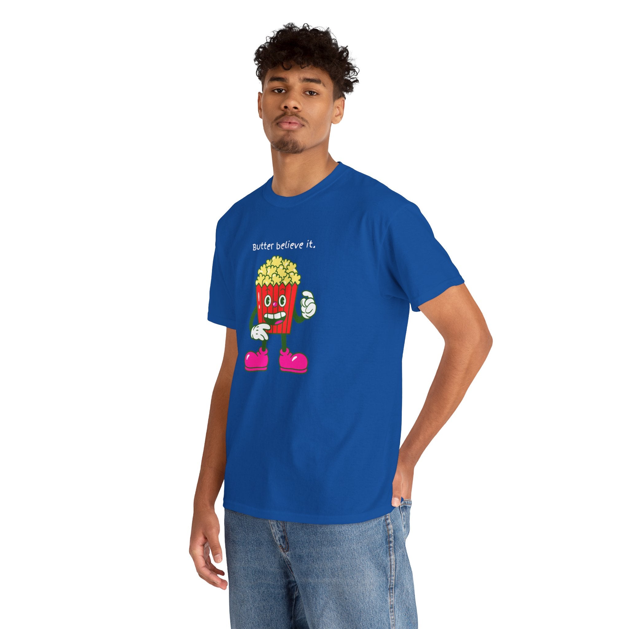 Butter Believe It Popcorn Tee — Cute Retro Snack Cartoon T-Shirt