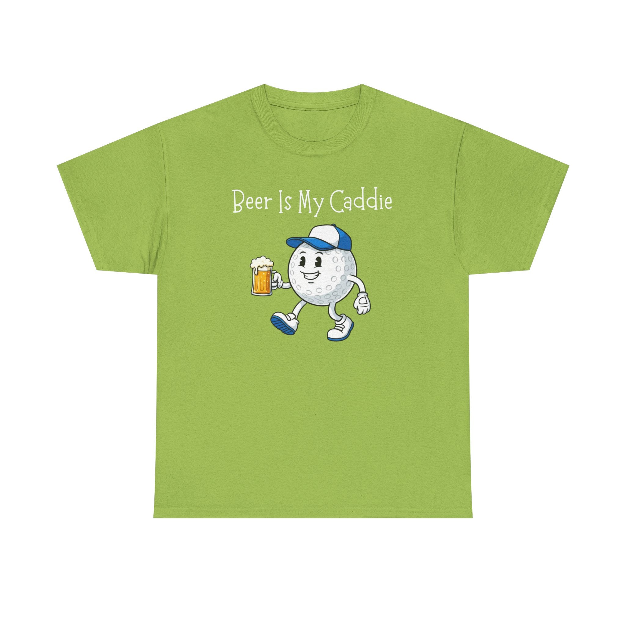 Golf Ball Cartoon Tee — "Beer Is My Caddie" Funny Golf Shirt