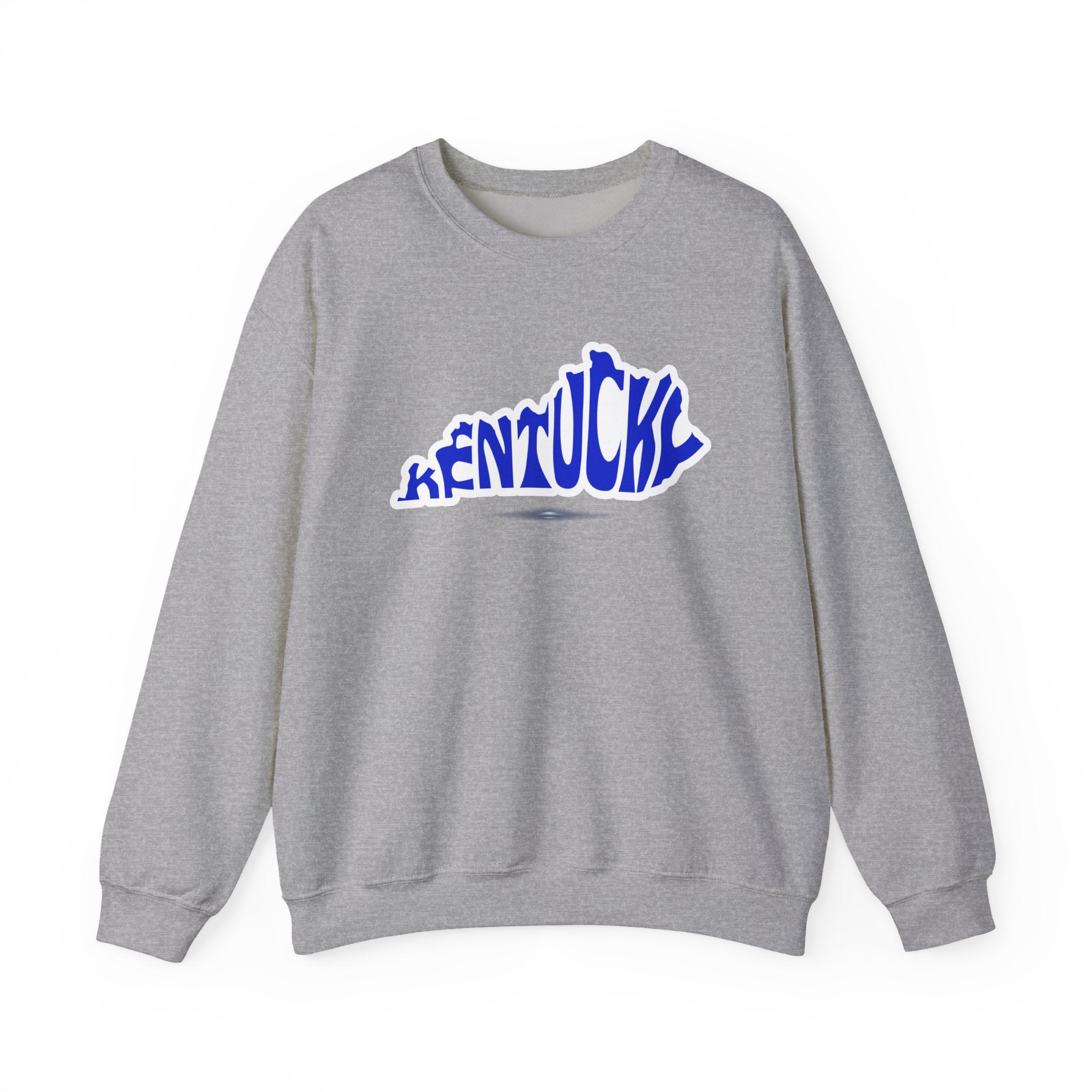 Kentucky State Outline Crewneck Sweatshirt — Blue 'Kentucky' Typography