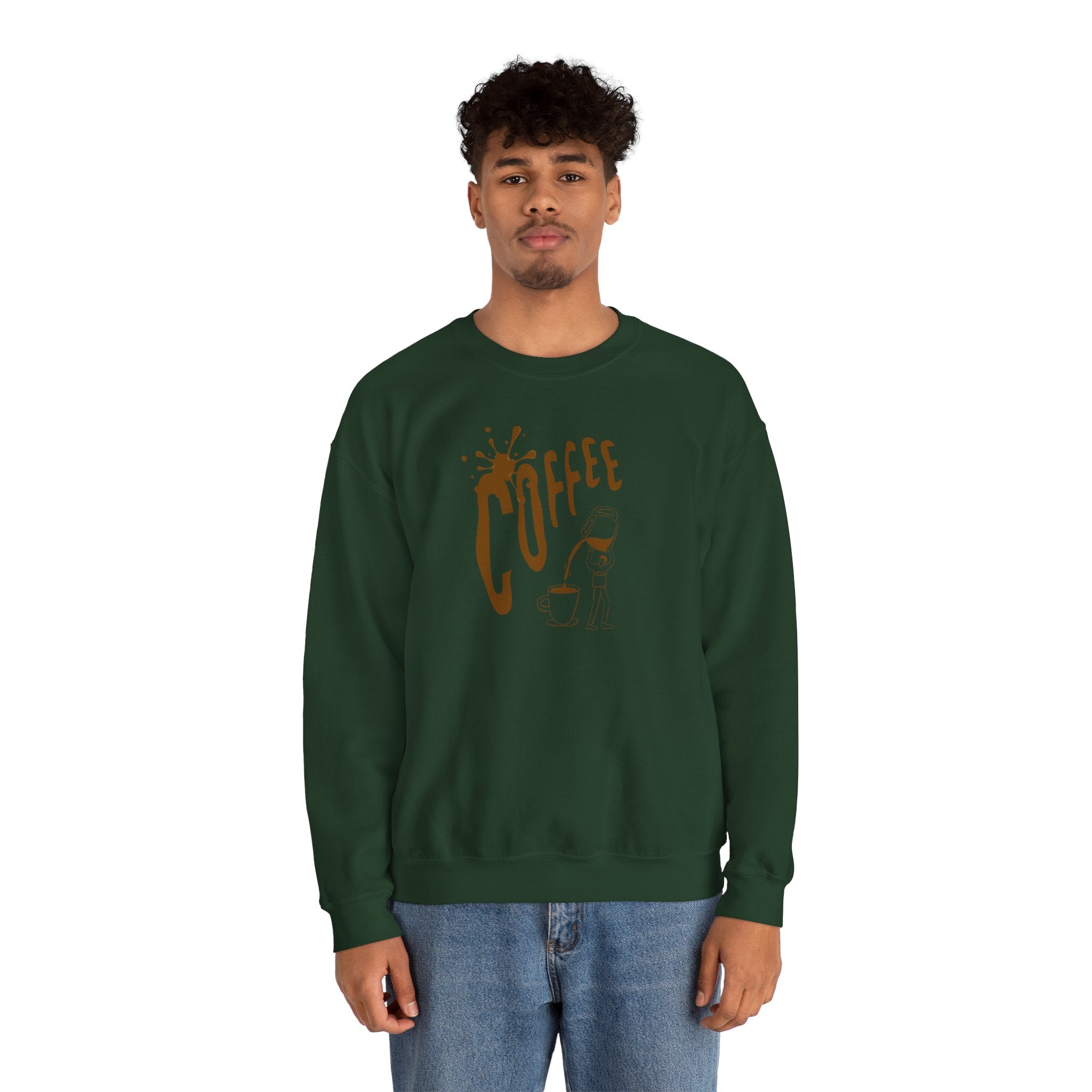 Coffee Lover Crewneck Sweatshirt — Retro Brown Coffee Graphic