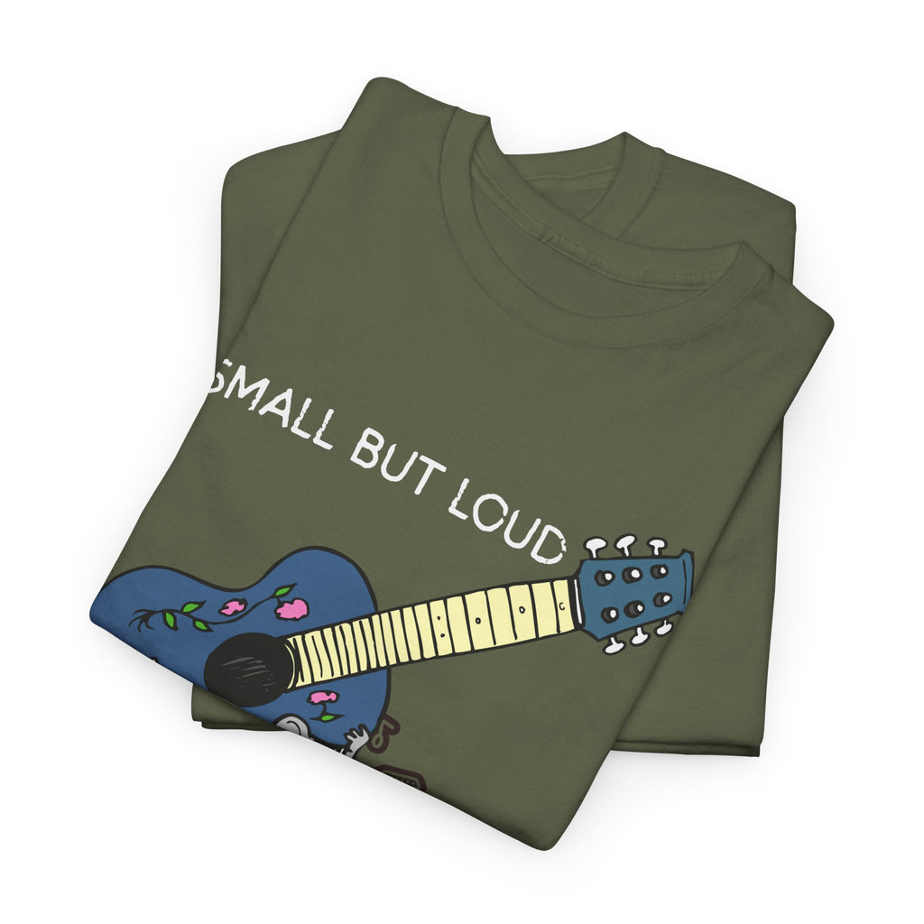 T-Shirt — "Small But Loud" Cute Mouse with Guitar Graphic