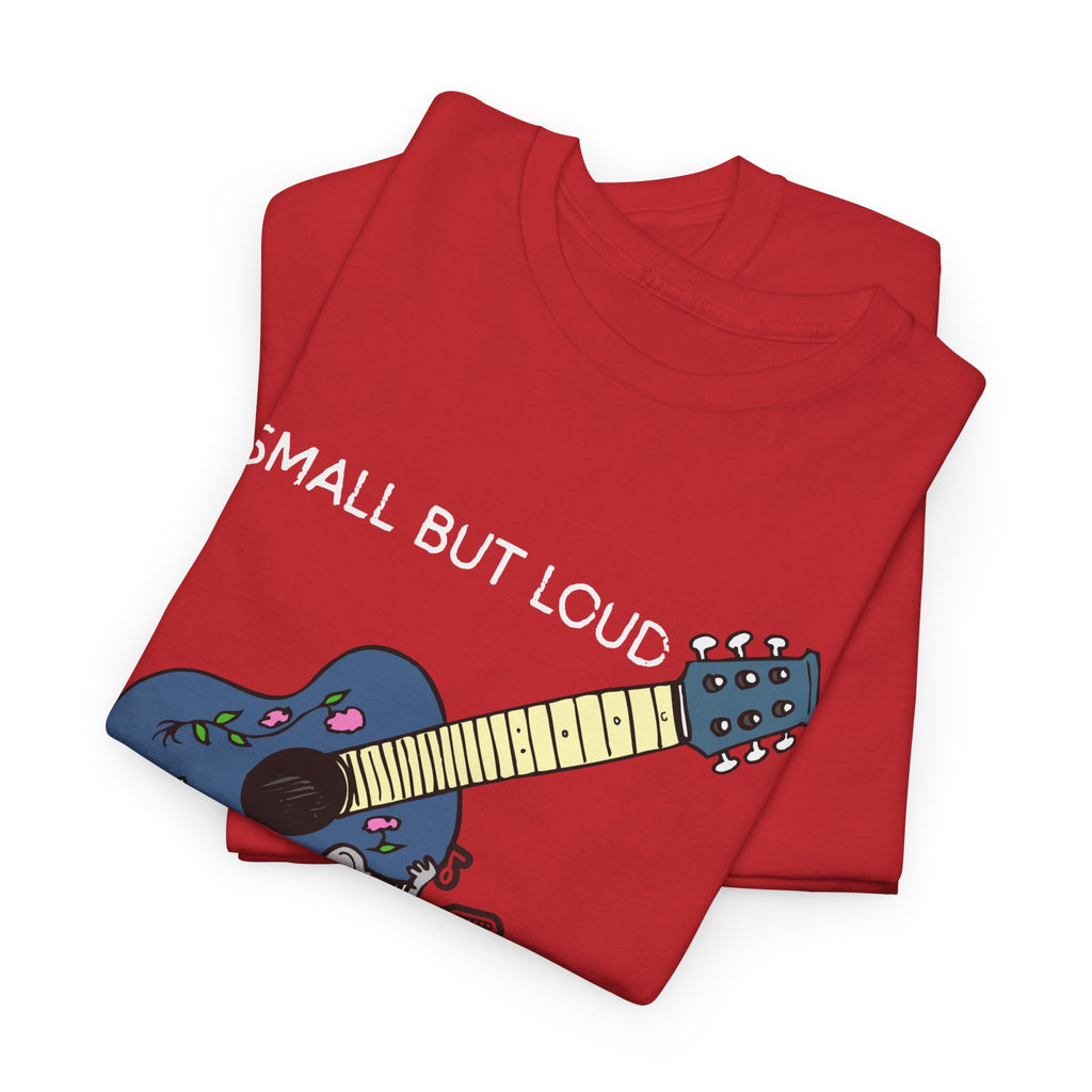 T-Shirt — "Small But Loud" Cute Mouse with Guitar Graphic