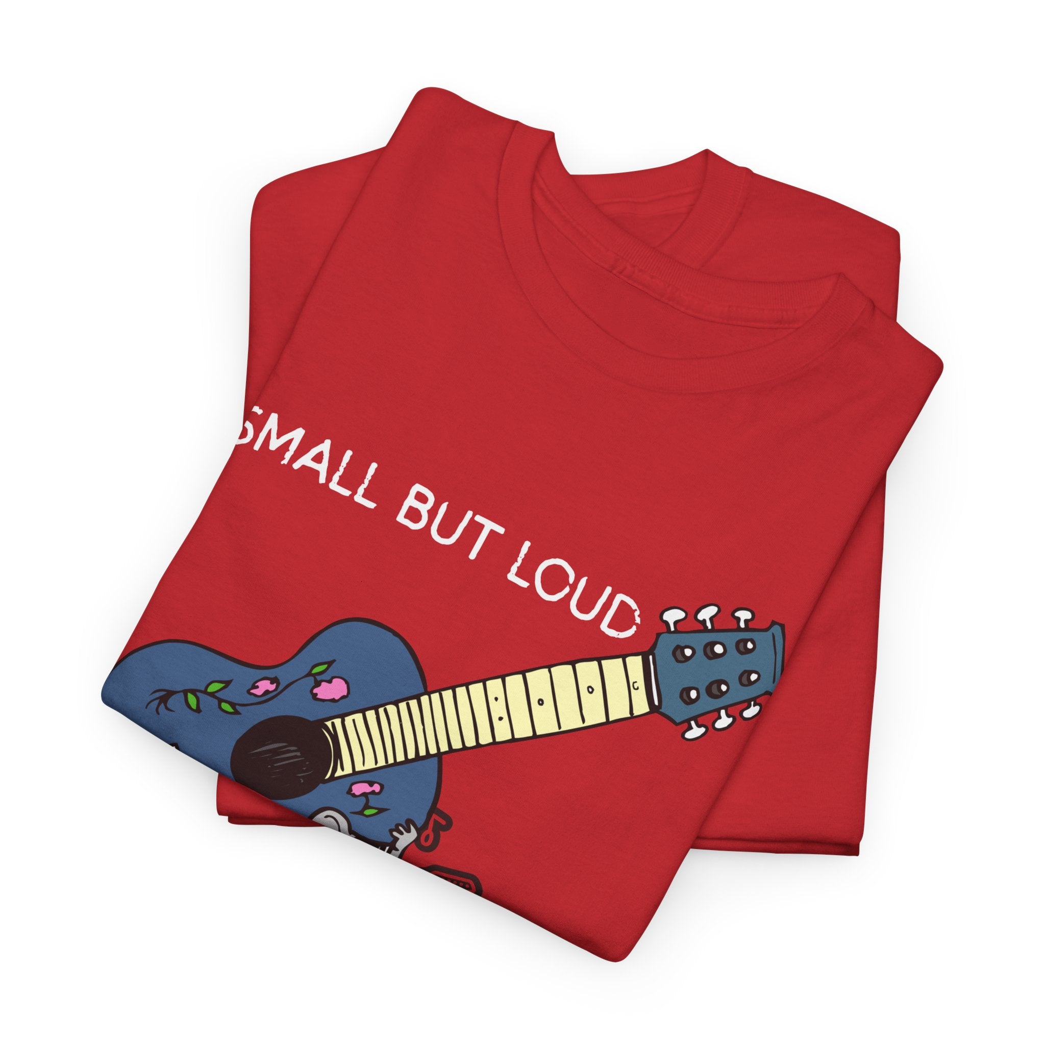 T-Shirt — "Small But Loud" Cute Mouse with Guitar Graphic