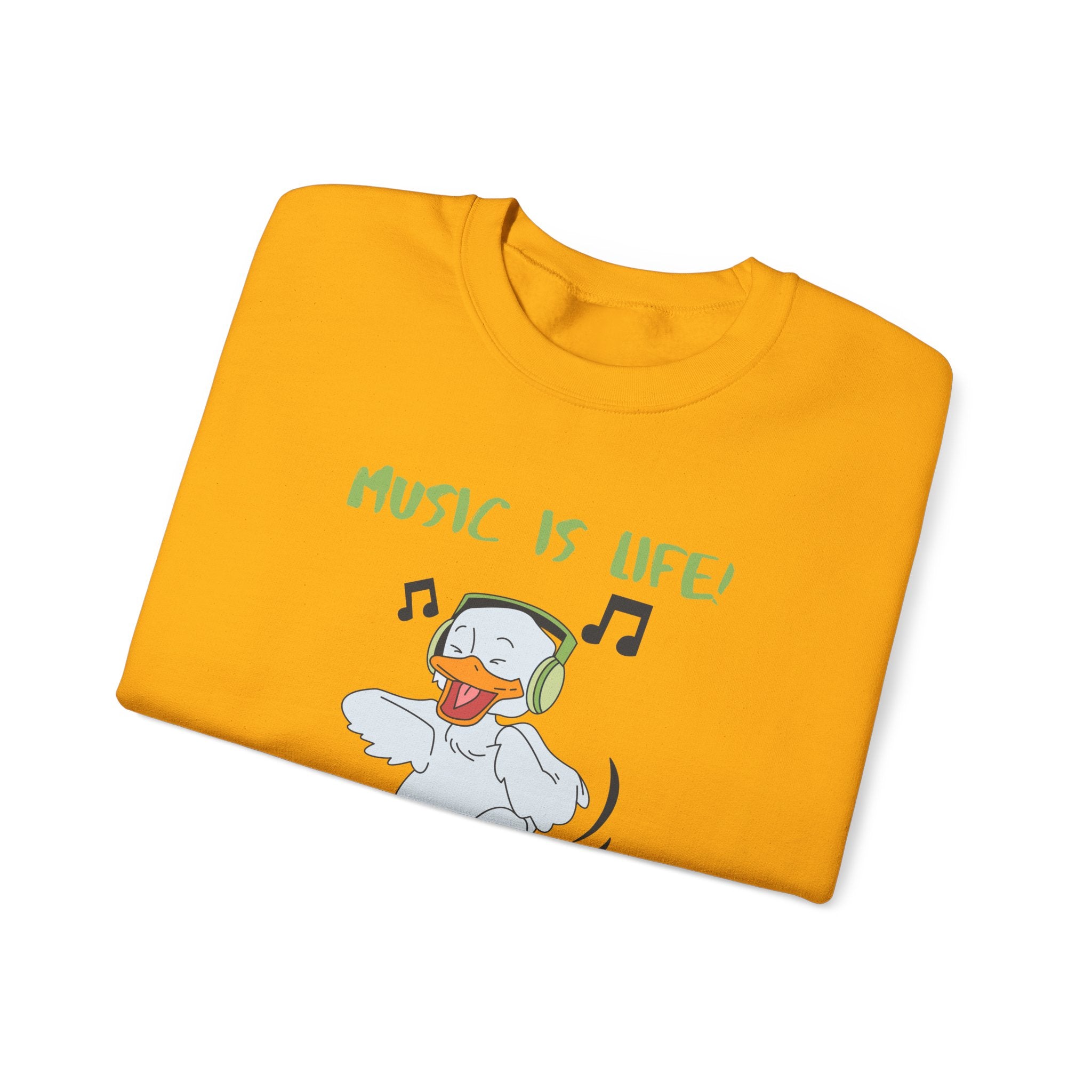 Music Is Life Duck Crewneck Sweatshirt – Cute DJ Duck Graphic Pullover