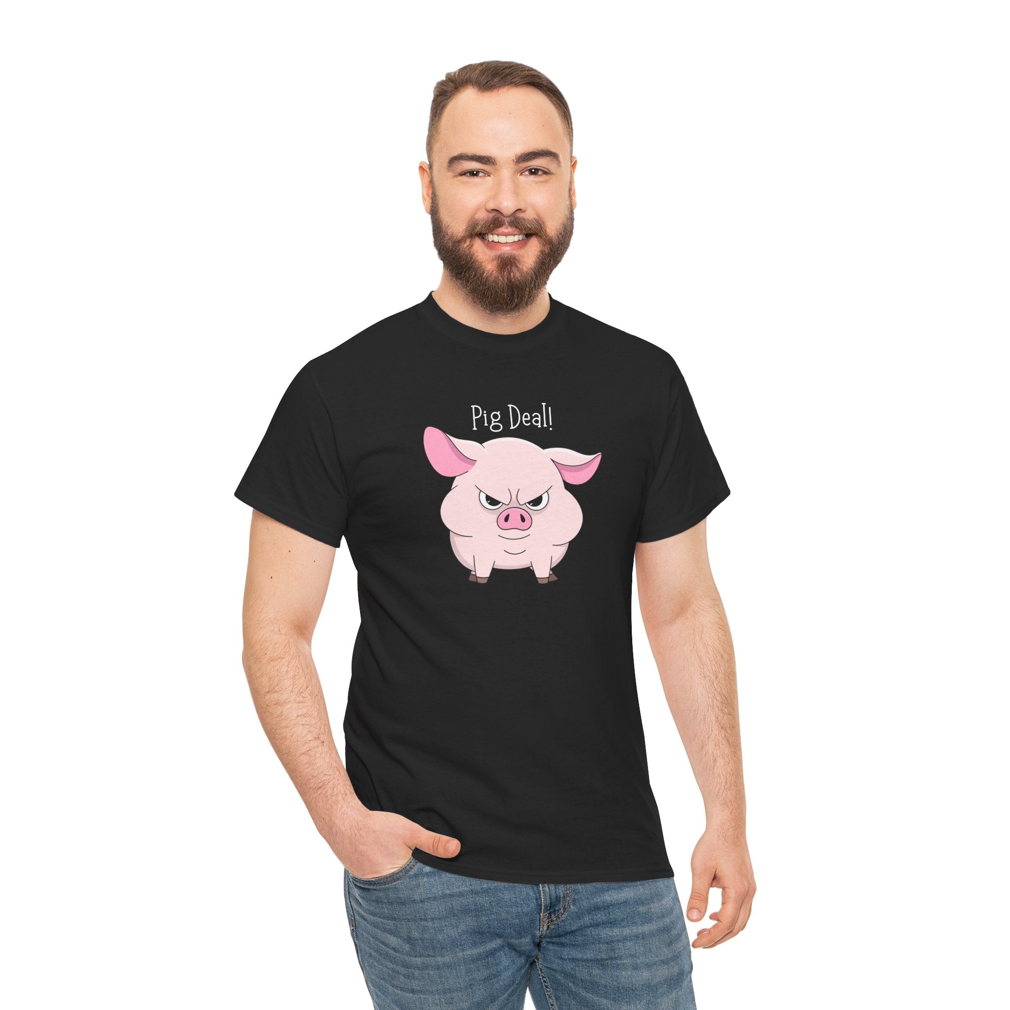 Pig Deal! Cute Angry Pig Graphic Tee — Funny Farm Animal T-Shirt