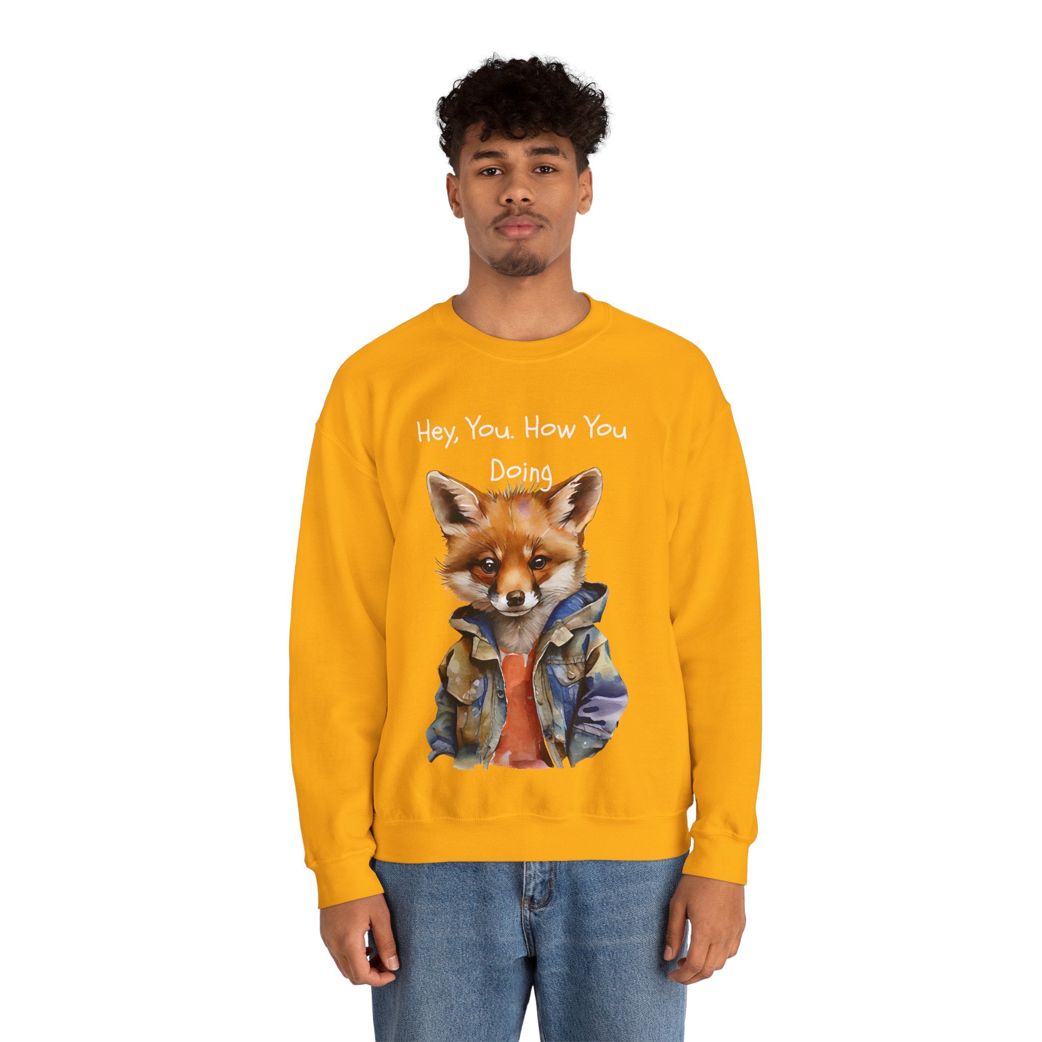 Fox Graphic Crewneck Sweatshirt — "Hey, You. How You Doing" Cozy Pullover