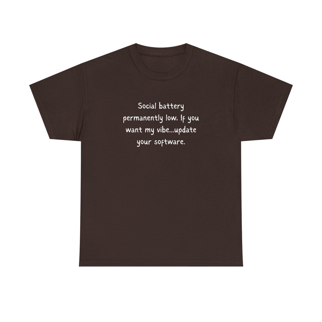 Social Battery Permanently Low Tee — Introvert Humor Cotton T-Shirt