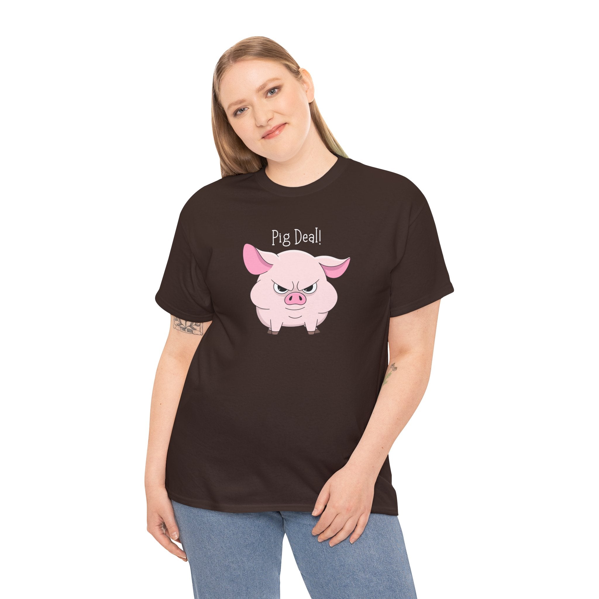 Pig Deal! Cute Angry Pig Graphic Tee — Funny Farm Animal T-Shirt