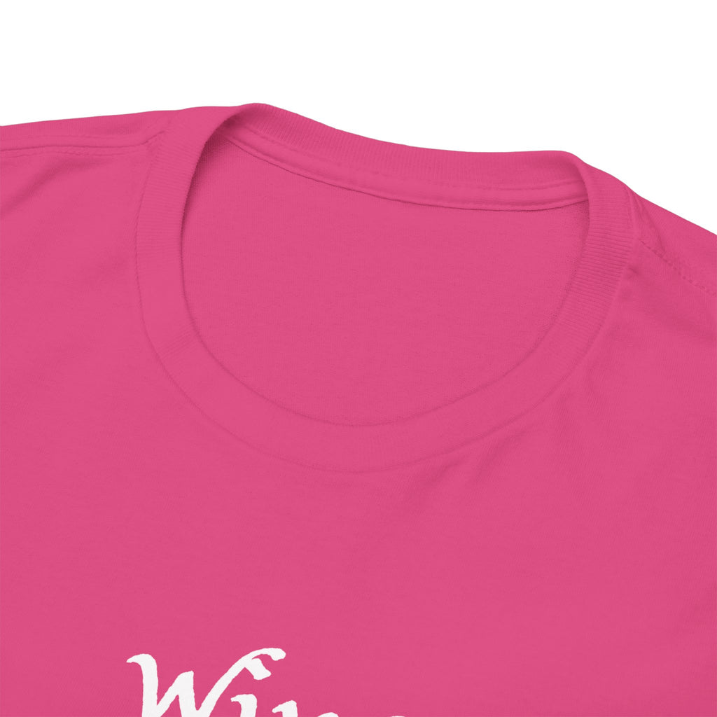 Wine Graphic Tee — Minimalist Small Chest 'wine' Text T‑Shirt