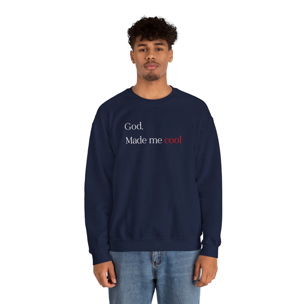 Sweatshirt — "God. Made Me Cool" Minimal Faith Crewneck