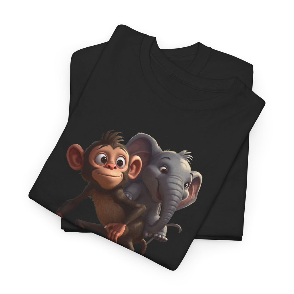 Monkey and Elephant 'Fair' Graphic Tee — Cute Animal Friendship T-Shirt