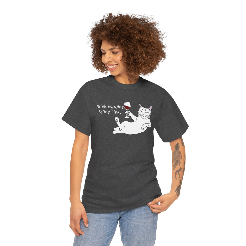 Drinking Wine, Feline Fine Cat Tee