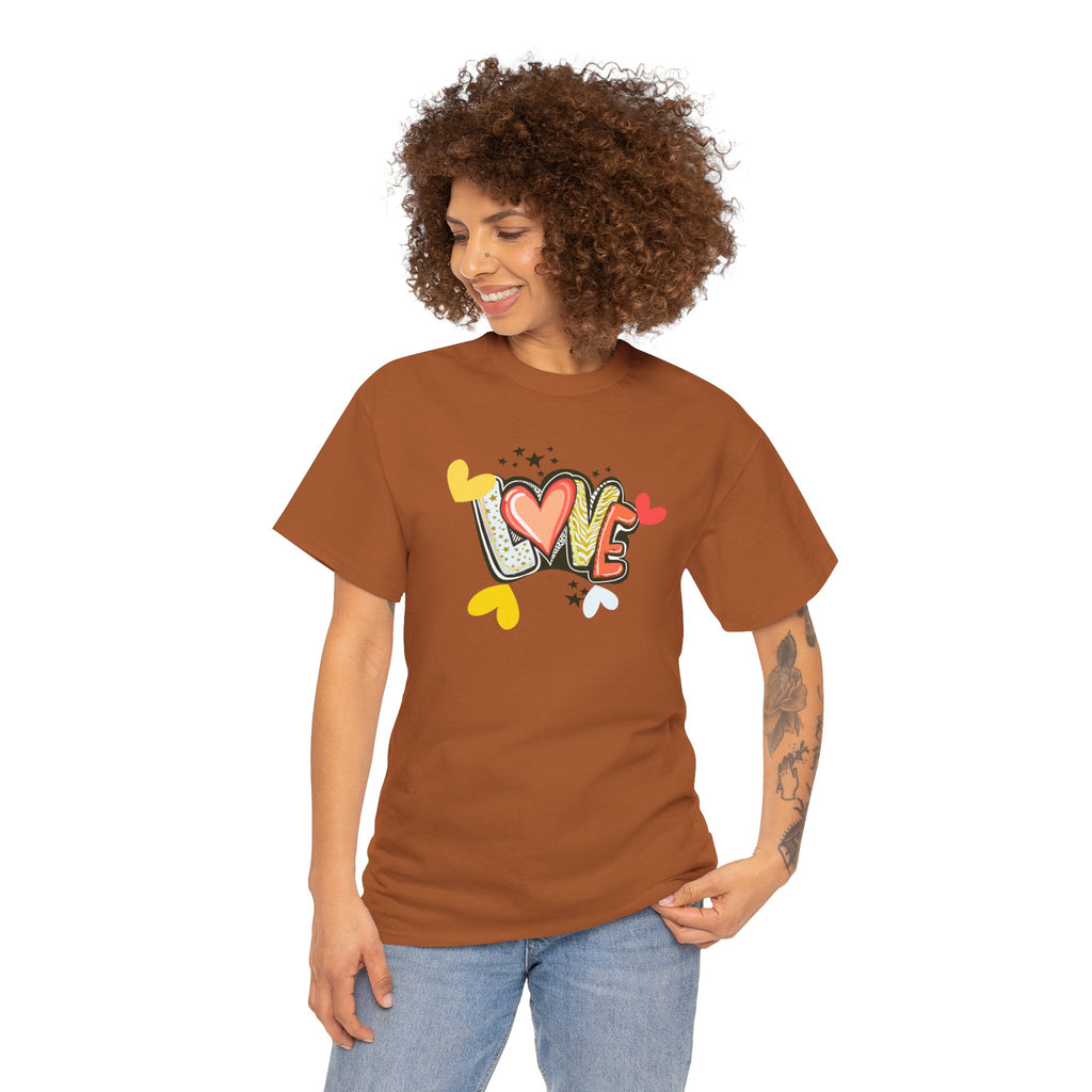 Love Heart Graphic Tee — Retro Doodle "LOVE" Design