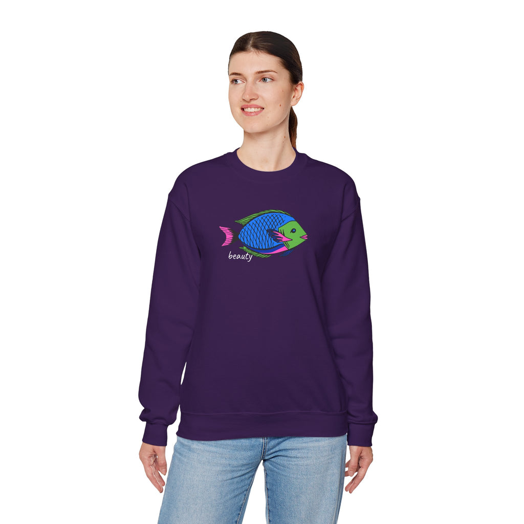 Fish Graphic Sweatshirt — Neon Tropical Fish 'beauty' Crewneck